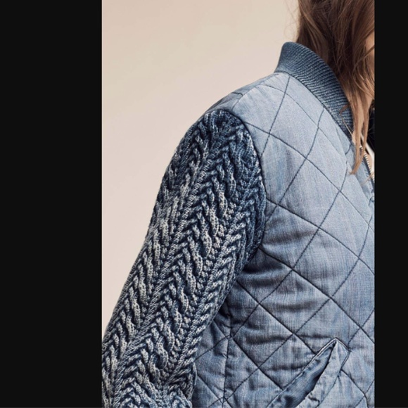 Cloth & Stone Quilted Denim Jean Chambray Bomber - Picture 3 of 8